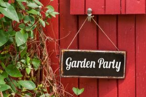 29654378 - old metal sign with the inscription garden party